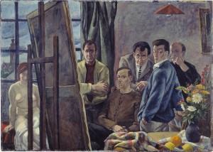 Harry Blume (1924–1992) Gruppenporträt Leipziger Künstler, 1961 90 x 125,5 cm, Öl auf Hartfaser © Nachlass des Künstlers